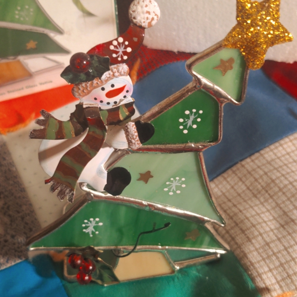 2/20$ INTERNATIONAL SILVER CO. Snowman Stained Glass Votive